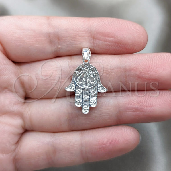Dije Religioso 05.392.0048 Plata Rodinada, Diseño de Mano de Dios, Pulido, Tono Plateado