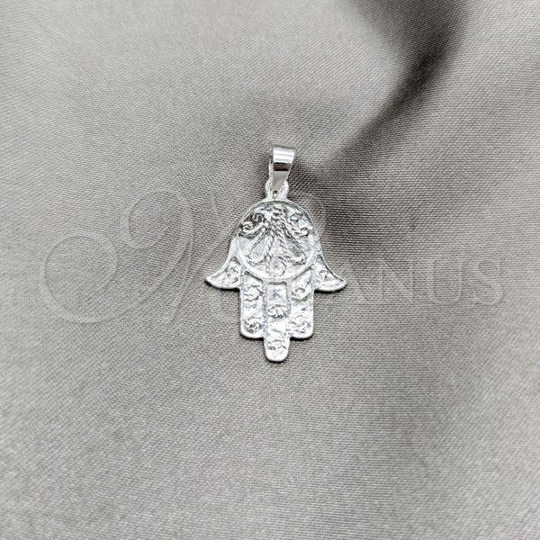 Dije Religioso 05.392.0048 Plata Rodinada, Diseño de Mano de Dios, Pulido, Tono Plateado