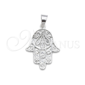 Dije Religioso 05.392.0048 Plata Rodinada, Diseño de Judaica y Mano de Dios, Pulido, Tono Plateado