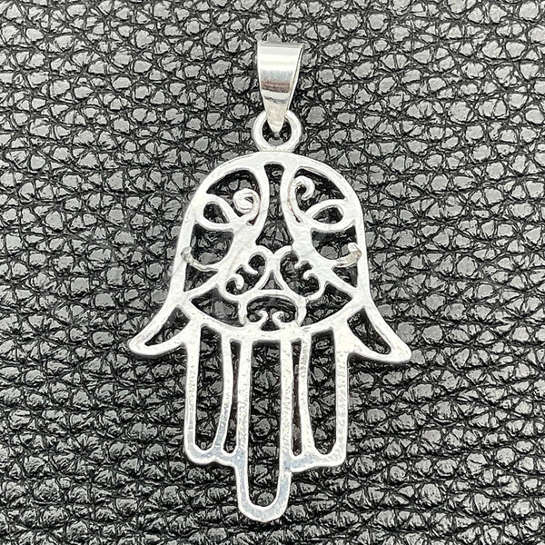 Dije Religioso 05.392.0049 Plata Rodinada, Diseño de Mano de Dios, Pulido, Tono Plateado