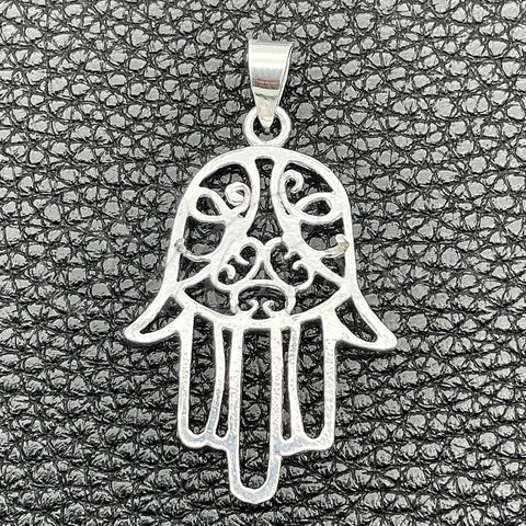 Dije Religioso 05.392.0049 Plata Rodinada, Diseño de Mano de Dios, Pulido, Tono Plateado