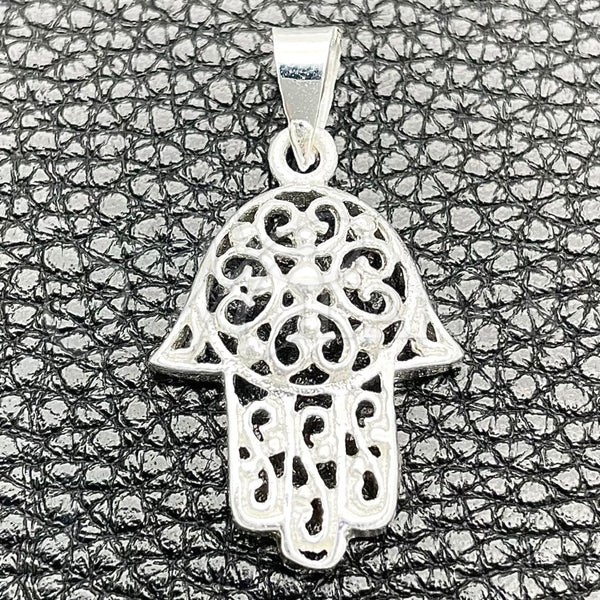 Dije Religioso 05.392.0050 Plata Rodinada, Diseño de Mano de Dios, Pulido, Tono Plateado