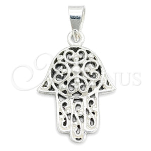 Dije Religioso 05.392.0050 Plata Rodinada, Diseño de Judaica y Mano de Dios, Pulido, Tono Plateado