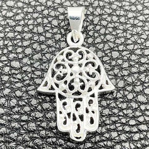 Dije Religioso 05.392.0050 Plata Rodinada, Diseño de Mano de Dios, Pulido, Tono Plateado