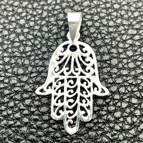 Dije Religioso 05.392.0051 Plata Rodinada, Diseño de Mano de Dios, Pulido, Tono Plateado