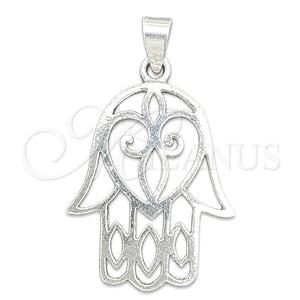 Dije Religioso 05.392.0052 Plata Rodinada, Diseño de Judaica y Mano de Dios, Pulido, Tono Plateado