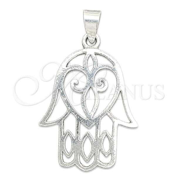 Dije Religioso 05.392.0052 Plata Rodinada, Diseño de Judaica y Mano de Dios, Pulido, Tono Plateado