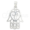 Dije Religioso 05.392.0052 Plata Rodinada, Diseño de Judaica y Mano de Dios, Pulido, Tono Plateado