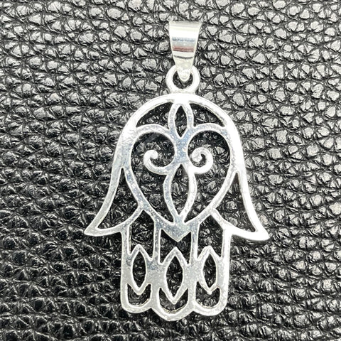 Dije Religioso 05.392.0052 Plata Rodinada, Diseño de Mano de Dios, Pulido, Tono Plateado