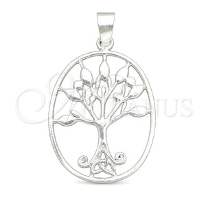 Dije Elegante 05.392.0053 Plata Rodinada, Diseño de Ãrbol, Pulido, Tono Plateado