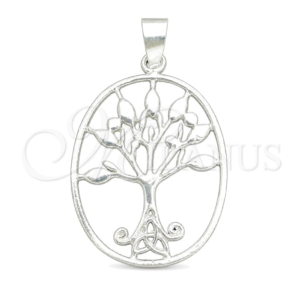 Dije Elegante 05.392.0053 Plata Rodinada, Diseño de Ãrbol, Pulido, Tono Plateado