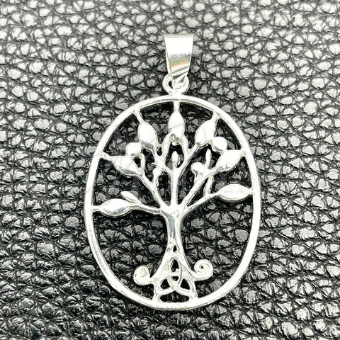 Dije Elegante 05.392.0053 Plata Rodinada, Diseño de Ãrbol, Pulido, Tono Plateado