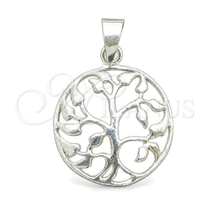 Dije Elegante 05.392.0054 Plata Rodinada, Diseño de Ãrbol, Pulido, Tono Plateado
