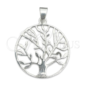 Dije Elegante 05.392.0055 Plata Rodinada, Diseño de Ãrbol, Pulido, Tono Plateado