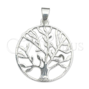 Dije Elegante 05.392.0055 Plata Rodinada, Diseño de Ãrbol, Pulido, Tono Plateado
