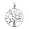 Dije Elegante 05.392.0055 Plata Rodinada, Diseño de Ãrbol, Pulido, Tono Plateado