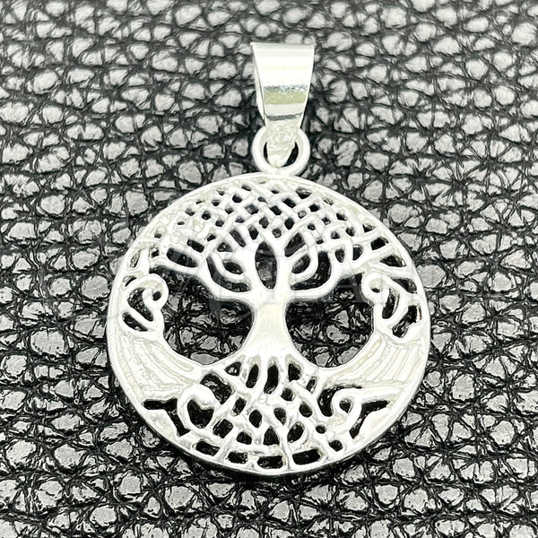 Dije Elegante 05.392.0056 Plata Rodinada, Diseño de Ãrbol, Pulido, Tono Plateado