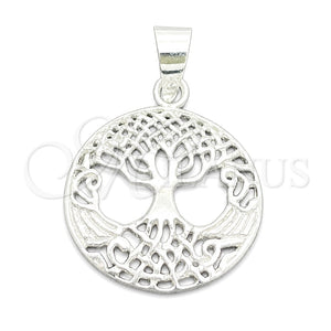 Dije Elegante 05.392.0056 Plata Rodinada, Diseño de Ãrbol, Pulido, Tono Plateado