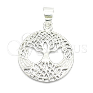 Dije Elegante 05.392.0056 Plata Rodinada, Diseño de Ãrbol, Pulido, Tono Plateado