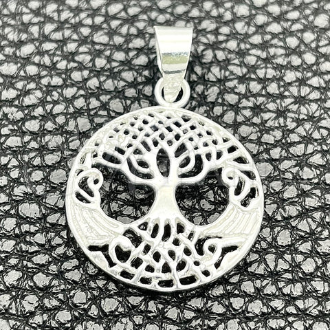 Dije Elegante 05.392.0056 Plata Rodinada, Diseño de Ãrbol, Pulido, Tono Plateado