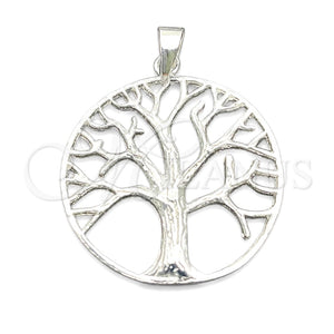 Dije Elegante 05.392.0057 Plata Rodinada, Diseño de Ãrbol, Pulido, Tono Plateado