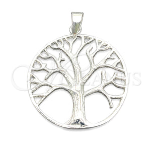 Dije Elegante 05.392.0057 Plata Rodinada, Diseño de Ãrbol, Pulido, Tono Plateado