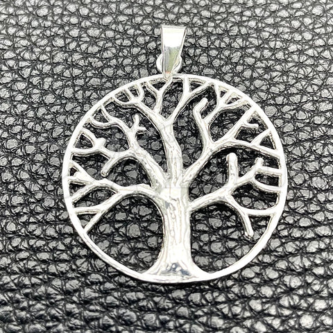 Dije Elegante 05.392.0057 Plata Rodinada, Diseño de Ãrbol, Pulido, Tono Plateado
