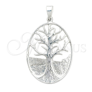 Dije Elegante 05.392.0058 Plata Rodinada, Diseño de Ãrbol, Pulido, Tono Plateado