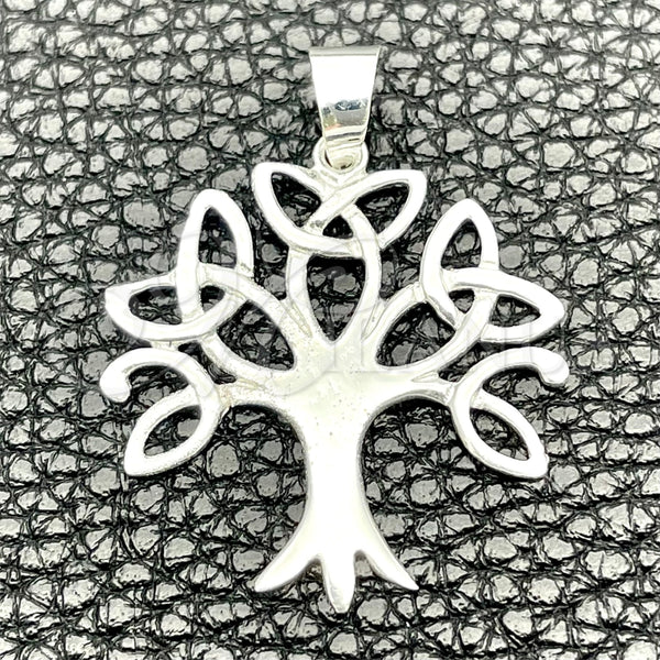 Dije Elegante 05.392.0059 Plata Rodinada, Diseño de Ãrbol, Pulido, Tono Plateado