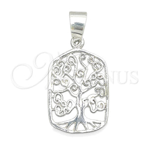 Dije Elegante 05.392.0060 Plata Rodinada, Diseño de Ãrbol, Pulido, Tono Plateado
