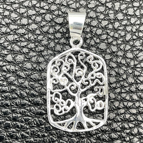 Dije Elegante 05.392.0060 Plata Rodinada, Diseño de Ãrbol, Pulido, Tono Plateado