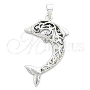 Dije Elegante 05.392.0061 Plata Rodinada, Diseño de Delfín, Pulido, Tono Plateado