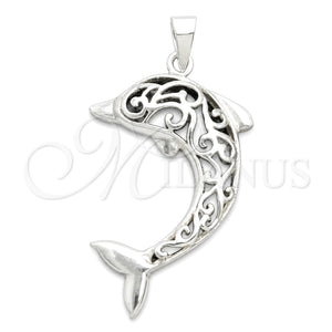 Dije Elegante 05.392.0061 Plata Rodinada, Diseño de Delfín, Pulido, Tono Plateado