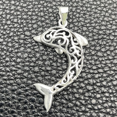 Dije Elegante 05.392.0061 Plata Rodinada, Diseño de Delfín, Pulido, Tono Plateado