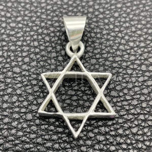 Dije Elegante 05.392.0062 Plata Rodinada, Diseño de Estrella de Davi, Pulido, Tono Plateado
