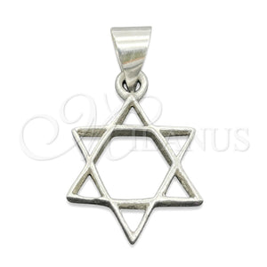 Dije Elegante 05.392.0062 Plata Rodinada, Diseño de Judaica y Estrella de Davi, Pulido, Tono Plateado