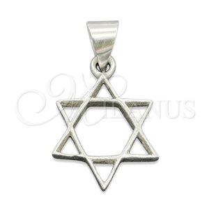 Dije Elegante 05.392.0062 Plata Rodinada, Diseño de Judaica y Estrella de Davi, Pulido, Tono Plateado