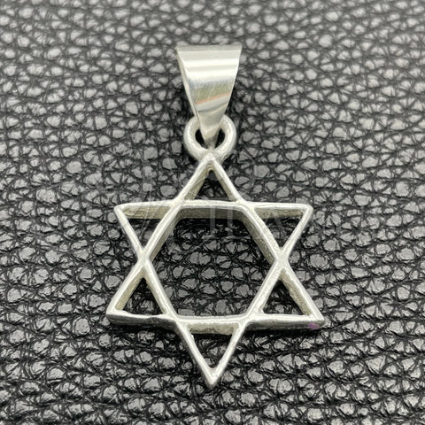 Dije Elegante 05.392.0062 Plata Rodinada, Diseño de Estrella de Davi, Pulido, Tono Plateado