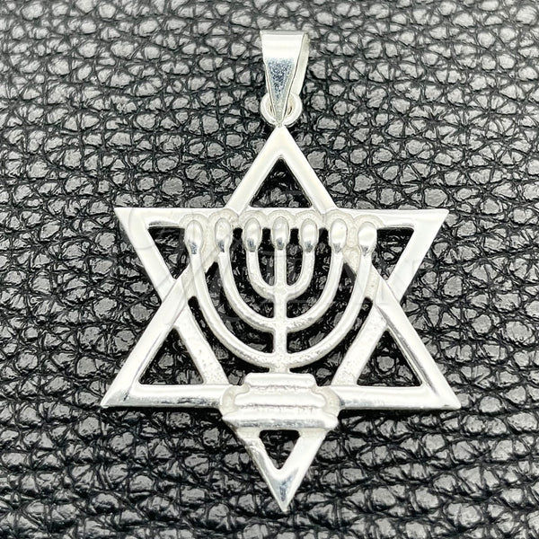 Dije Elegante 05.392.0081 Plata Rodinada, Diseño de Estrella de Davi, Pulido, Tono Plateado