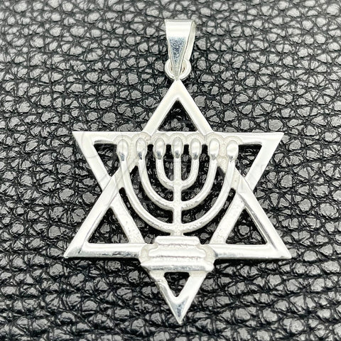 Dije Elegante 05.392.0081 Plata Rodinada, Diseño de Estrella de Davi, Pulido, Tono Plateado