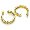 Argolla Mediana 02.210.0779.30 Oro Laminado, Diseño de Mano de Dios, con Blanca Micro Pave, Pulido, Tono Dorado