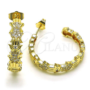 Argolla Mediana 02.210.0779.30 Oro Laminado, Diseño de Mano de Dios, con Blanca Micro Pave, Pulido, Tono Dorado