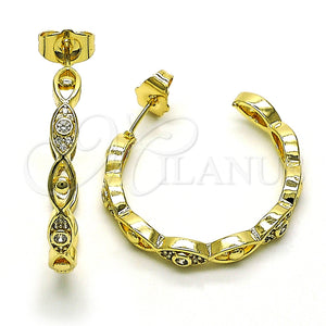 Argolla Mediana 02.210.0780.30 Oro Laminado, Diseño de Ojo Griego, con Blanca Micro Pave, Pulido, Tono Dorado