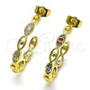 Argolla Mediana 02.210.0780.30 Oro Laminado, Diseño de Ojo Griego, con Blanca Micro Pave, Pulido, Tono Dorado