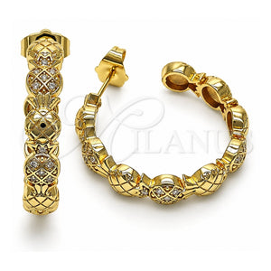 Argolla Mediana 02.210.0782.30 Oro Laminado, Diseño de Pina, con Micro Pave Blanca, Pulido, Tono Dorado