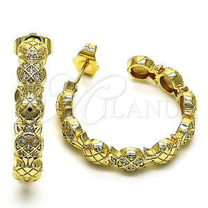 Argolla Mediana 02.210.0782.30 Oro Laminado, Diseño de Pina, con Blanca Micro Pave, Pulido, Tono Dorado