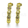 Argolla Mediana 02.210.0782.1.30 Oro Laminado, Diseño de Pina, con Multicolor Micro Pave, Pulido, Tono Dorado
