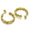 Argolla Mediana 02.210.0782.1.30 Oro Laminado, Diseño de Pina, con Multicolor Micro Pave, Pulido, Tono Dorado