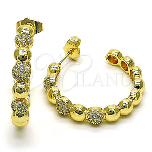 Argolla Mediana 02.210.0783.30 Oro Laminado, con Blanca Micro Pave, Pulido, Tono Dorado