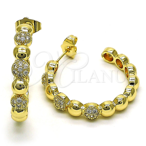 Argolla Mediana 02.210.0783.30 Oro Laminado, con Blanca Micro Pave, Pulido, Tono Dorado
